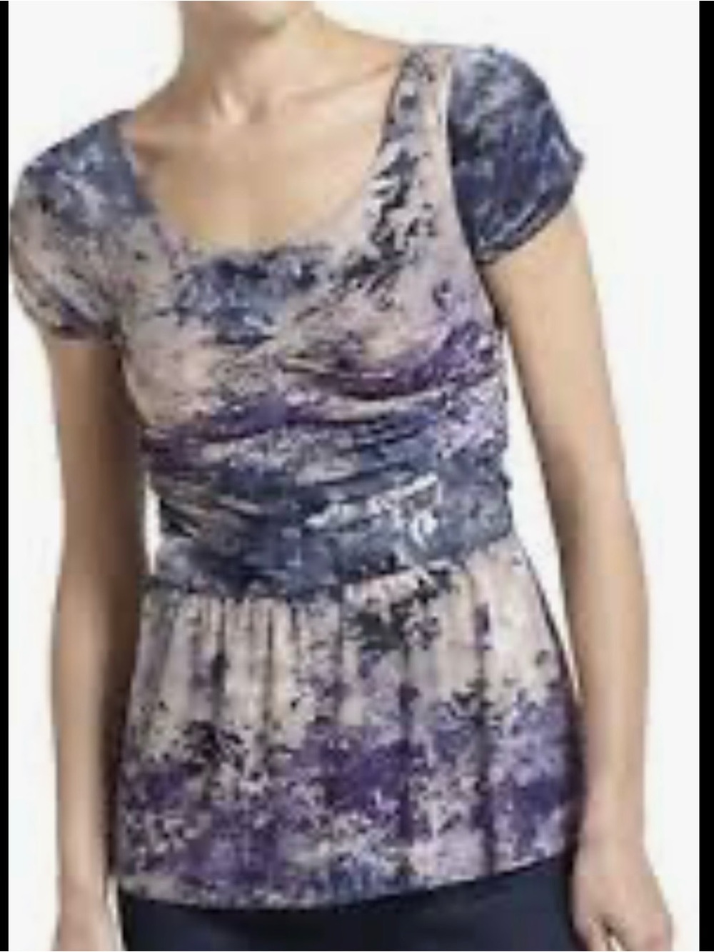 Anthropologie Vintage Purple Patterned stretch mesh shirt size M perfect!